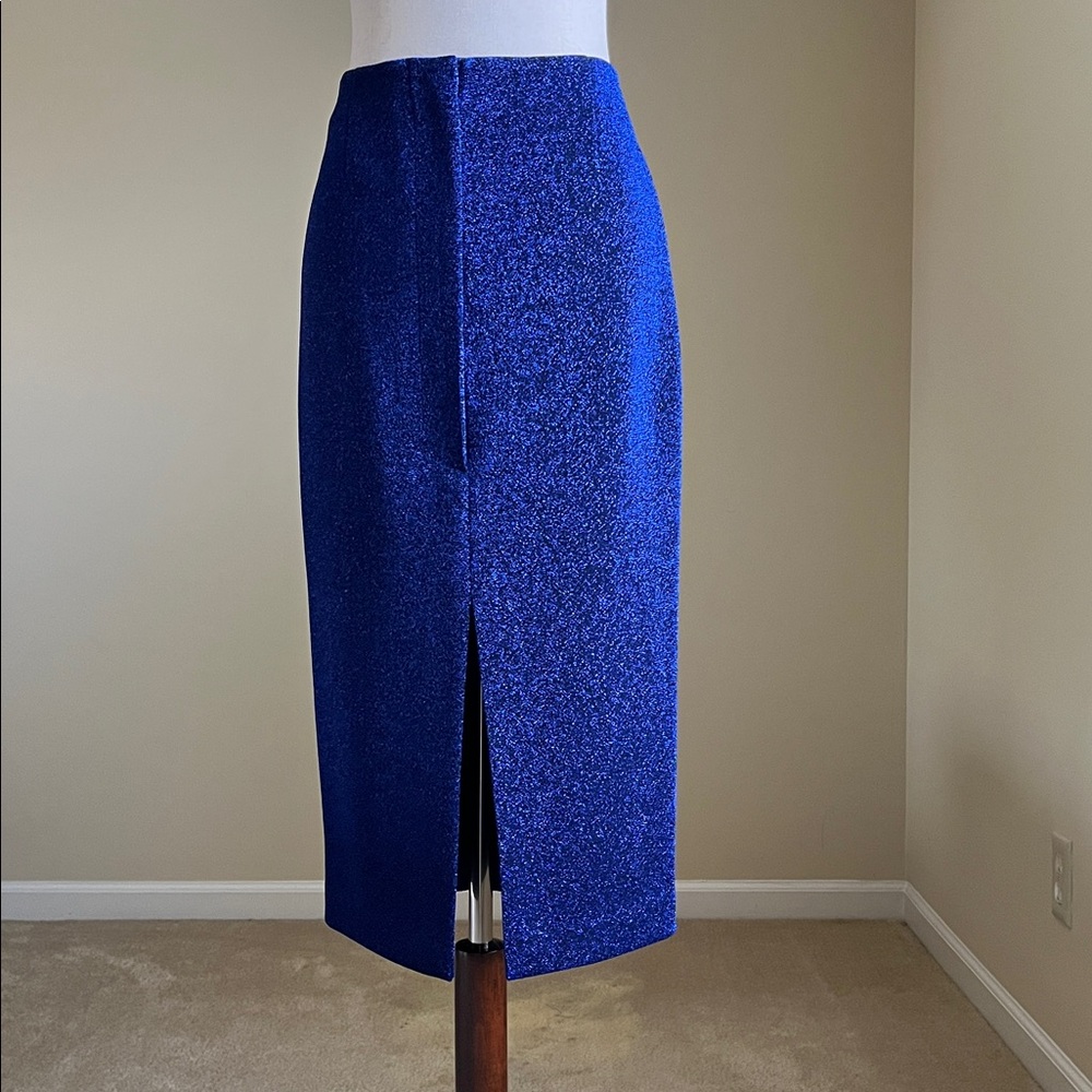 NWT - Tela - Cobalt Blue Glittery Midi Pencil Skirt - Size 44 IT / Med US